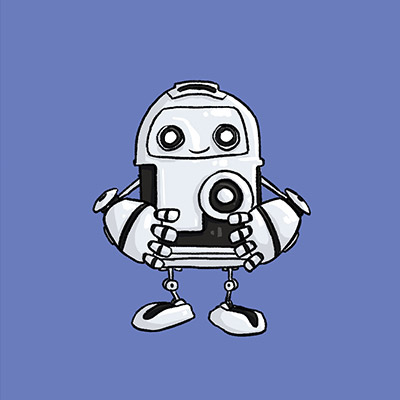 Photo of illustrated robot standing