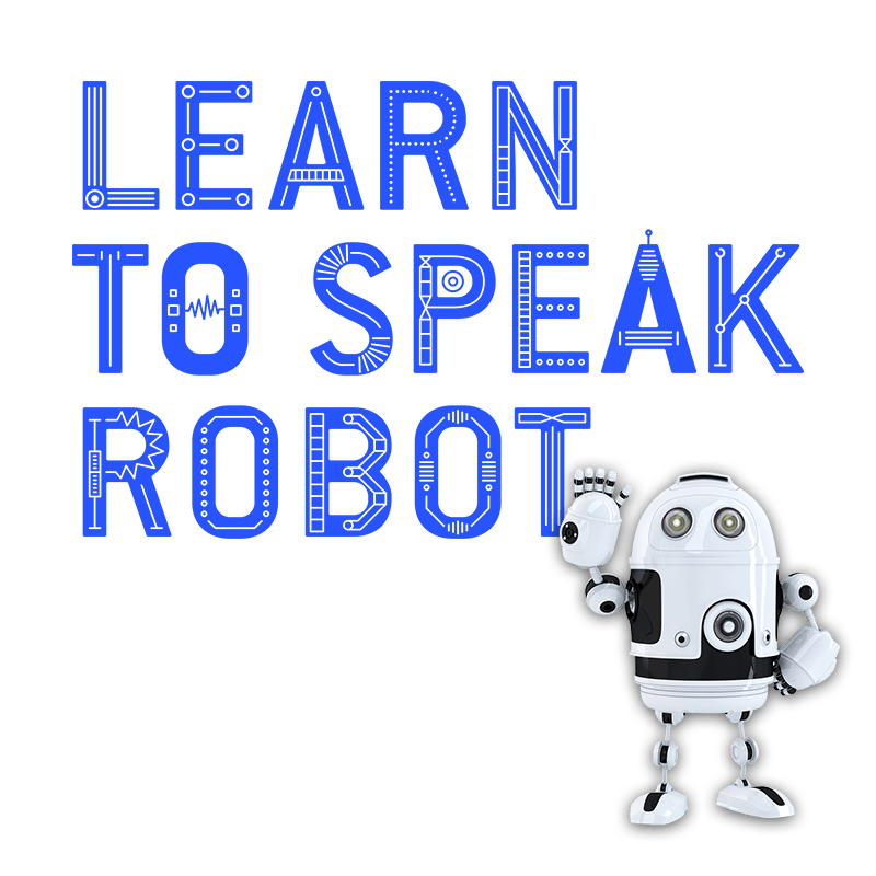 Learn to speak robot logo